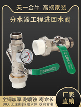 Tianyi Jinniu floor heating collector water distributor engineering set valve water inlet return valve pressure gauge filter all copper home decoration