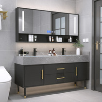 Rock board modern and simple double-basin bathroom cabinet combination bathroom sink sink washbasin cabinet combination set