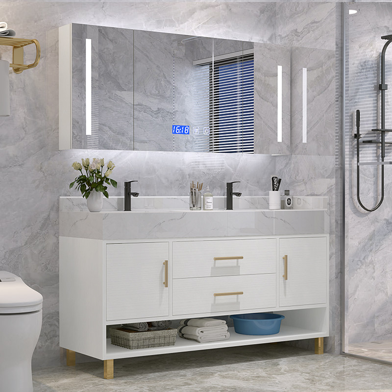 Modern minimalist double trough washbasin intelligent bath room cabinet combination wash up National Taiwan University Petrochemical Makeup Room Wash face wash basin Basin Pool