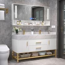 Light luxury bathroom cabinet combination double basin Modern simple marble vanity set Bathroom wash face wash basin cabinet