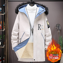 Youth winter long trench coat male soil high school students winter clothes plus velvet thick coat mens trend coat