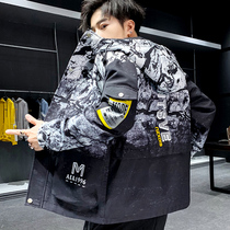 Teenage hooded jacket men Spring and Autumn junior high school students trend handsome casual jacket camouflage gown