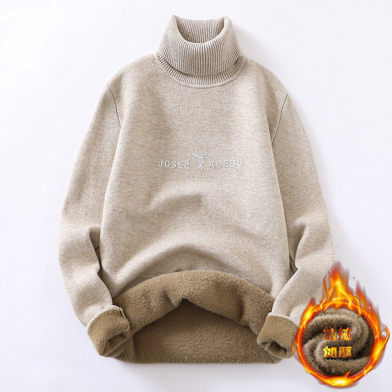 Winter warm long-neck sweater male velvet thick Korean version of the trend student high-neck sweater personality handsome clothes