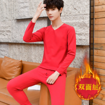 This life year thermal underwear mens suit bride and groom wedding plus velvet thick ladies big red autumn clothes and trousers