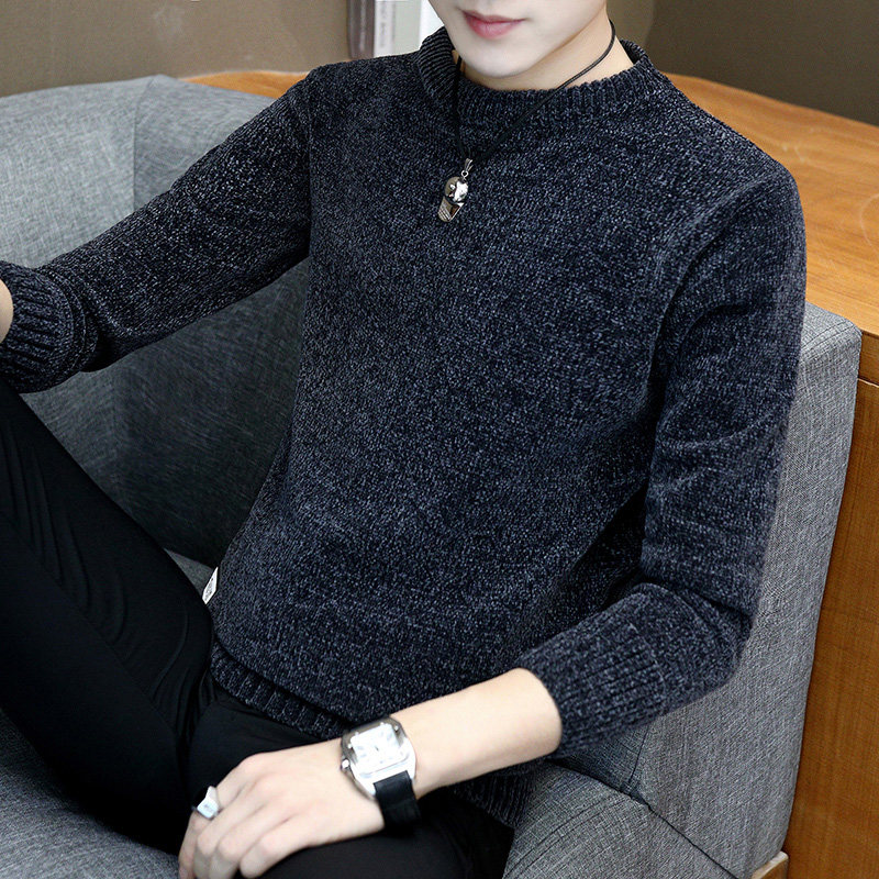 Sweater men's thick autumn and winter 2020 new students Tide Cards Trend Round sweatshirt headsets Long sleeves Knitted Cardiovert