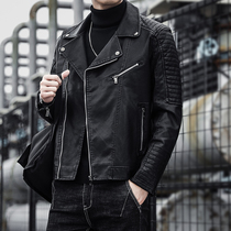Autumn mens leather clothing locomotive jacket spring and autumn mens soft leather slim Korean trend handsome simulation leather jacket tide