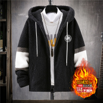 Lamb plush jacket men winter jacket Han version trend handsome gas plus suede thickened winter clothing mens clothing with suede clothes