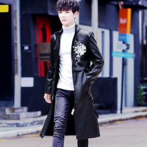 Long-term Ruffian windbreaker mens jacket mens loose cloak spring and autumn trend handsome long knee cloak tide tide