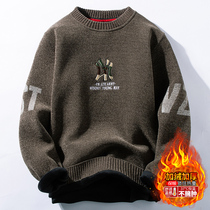 Sweater mens winter 2020 new Korean version loose plus velvet padded jersey mens round neck warm thread coat tide