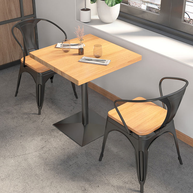 Modern simple iron solid wood milk tea sweet shop table and chair combination leisure coffee shop table and chair western restaurant chair