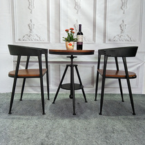 European style iron outdoor three-piece table and chair combination milk tea shop Outdoor lifting small round table leisure table and chair coffee table