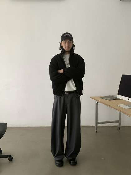 INKNOTS复古慵懒高级感弯刀西裤男女宽松直筒潮牌休闲阔腿香蕉裤