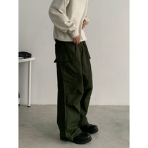 INKNOTS Japanese retro loose American overalls mens profile straight paratrooper pants casual loose trousers trendy