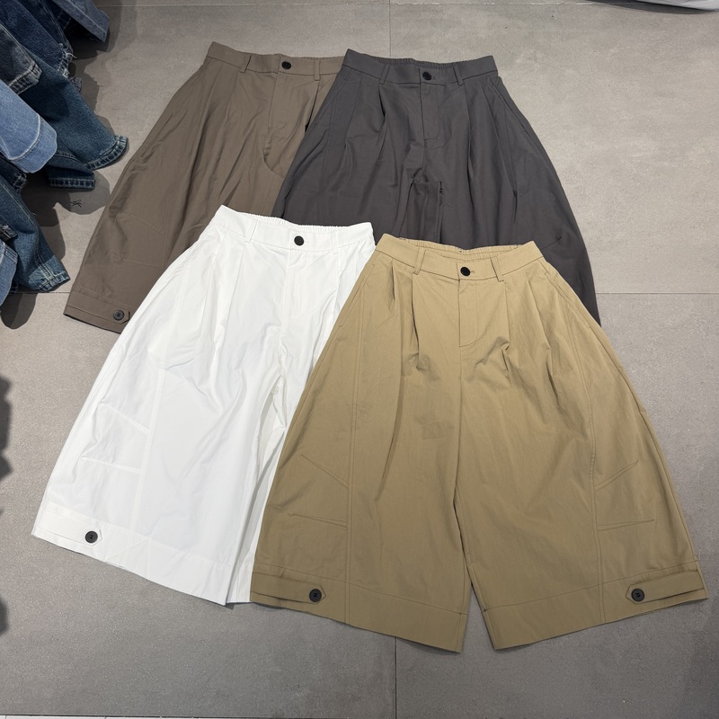 European Station 2591 Summer New Women's Cropped Wide-Leg Pants 2026 Semi-Elastic Loose Slimming Design Casual Pants
