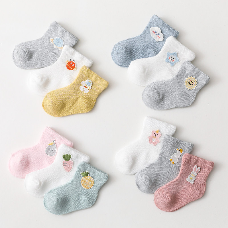 Baby socks Summer thin spring autumn pure cotton baby mesh breathable newborn young child Short no bones 0-6 months 1 year old
