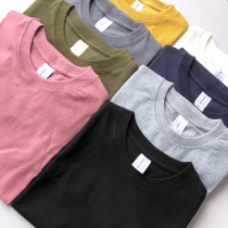 American classic retro ~ soft waxy thick heavy T-shirt pure cotton seamless casual round neck couple style solid color short sleeves