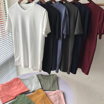 AF fabric spring and summer new mens simple multi-color all-match casual solid color round neck base bottoming short-sleeved T-shirt trendy