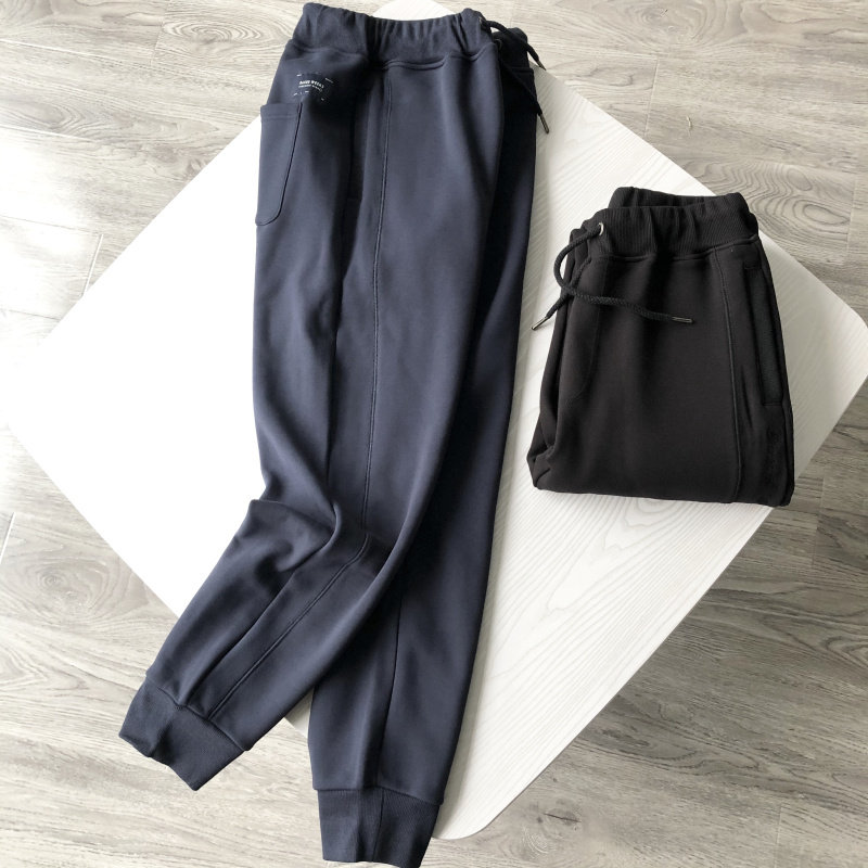 Company single weight 0 67KG plus velvet lining foreign trade men's textured sports casual pants