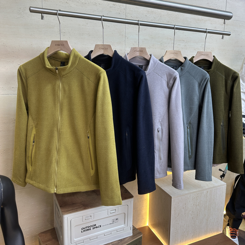 High-End Floral Yarn Texture Fabric! Autumn and Winter Men's and Women's Knitted Breathable Outdoor Sports Casual Stand-Up Collar Cardigan Jacket
