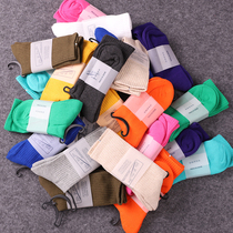 Mens and womens mid-tube long socks piled up thick socks ~ towel bottom all-match candy color calf couple Japanese Korean version