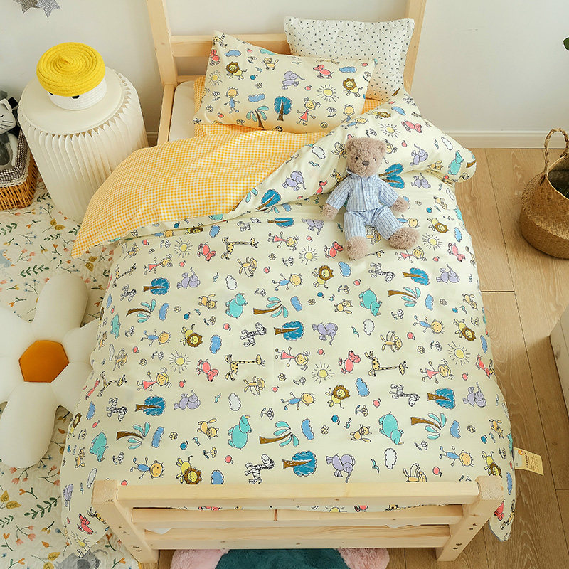 Kindergarten is set three-piece children's quilt six-piece bedding bedding pure cotton baby's special nap shells