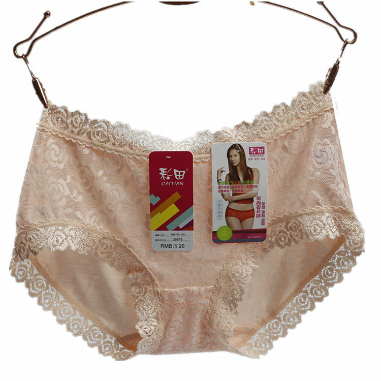 Caitian underwear ladies seamless sexy transparent mesh lace fabric modal cotton does not fade low waist