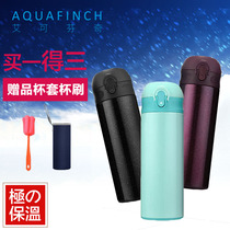 Ecan Finch bounce lid insulated cup 410mL portable cute couple male and female students creative with hand mug