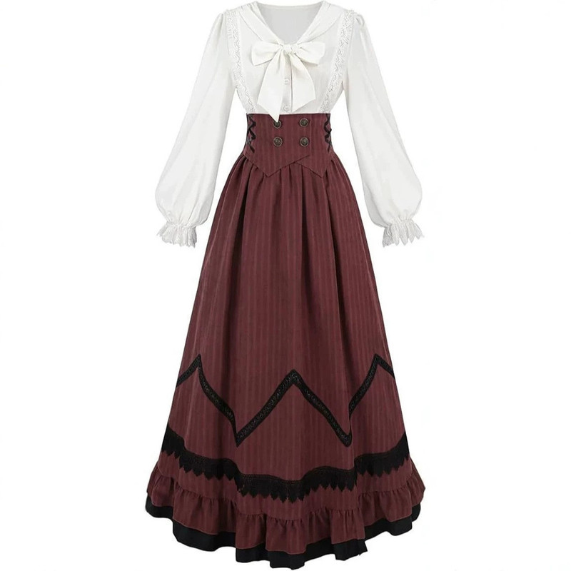 100kg Foreign Trade Plus Size Women's Victorian Medieval Renaissance Costume Shirt Dress Gothic Trend