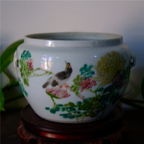 Xiao=Xia famous light purple color flower and bird cylinder porcelain Ceramic literati porcelain art collection