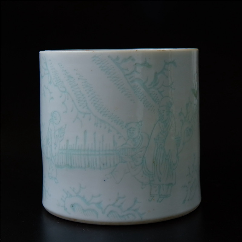 Vegetarian = Color Qing Dynasty Early Qianlong Dark Characters Cylinder Transformed pen holder porcelain Porcelain Art Porcelain Art Collection