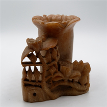 Politely turn Ming Dynasty Shou Mountain stone carved flower pen holder