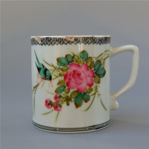 Warbler=Jiaoxin pastel flower and bird porcelain cup Water cup porcelain Literati porcelain art collection
