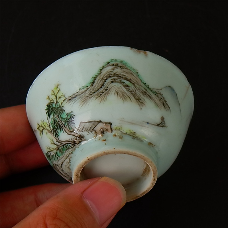 Wind = and Light Crimson Landscape Figure Cup Porcelain Elegant Collection Porcelain Ceramics Literati Porcelain Art Collection