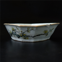 Fragrance = Jie Qing shallow crimson famous Jinmen plum blossom corner plate has a collection of full-quality literati porcelain ceramic art