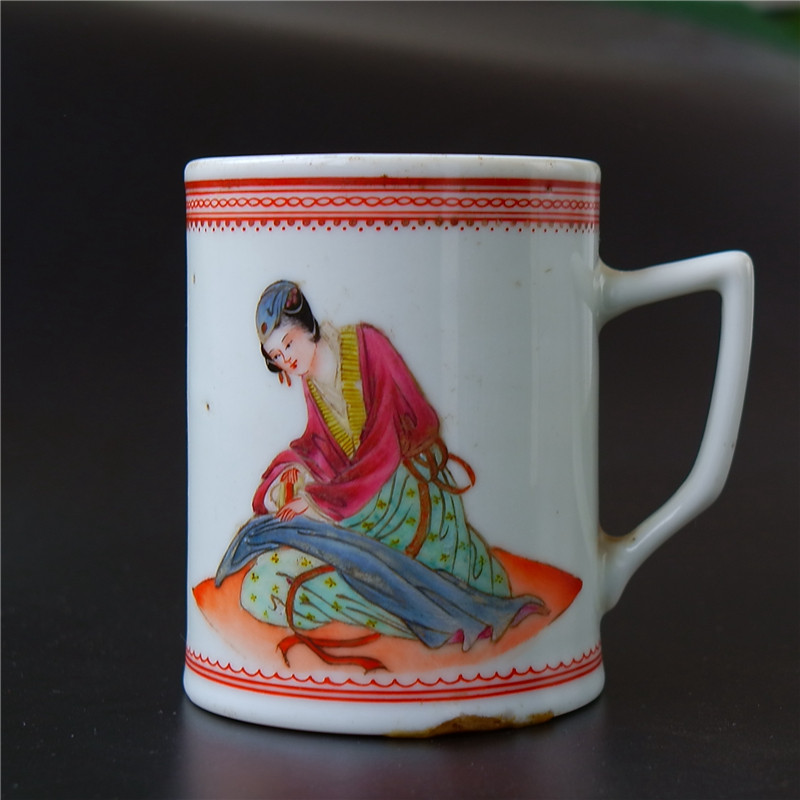 Drunk = Embroidered New Pastel 567 Figure Cup Porcelain Ceramic Literati Porcelain Art Collection