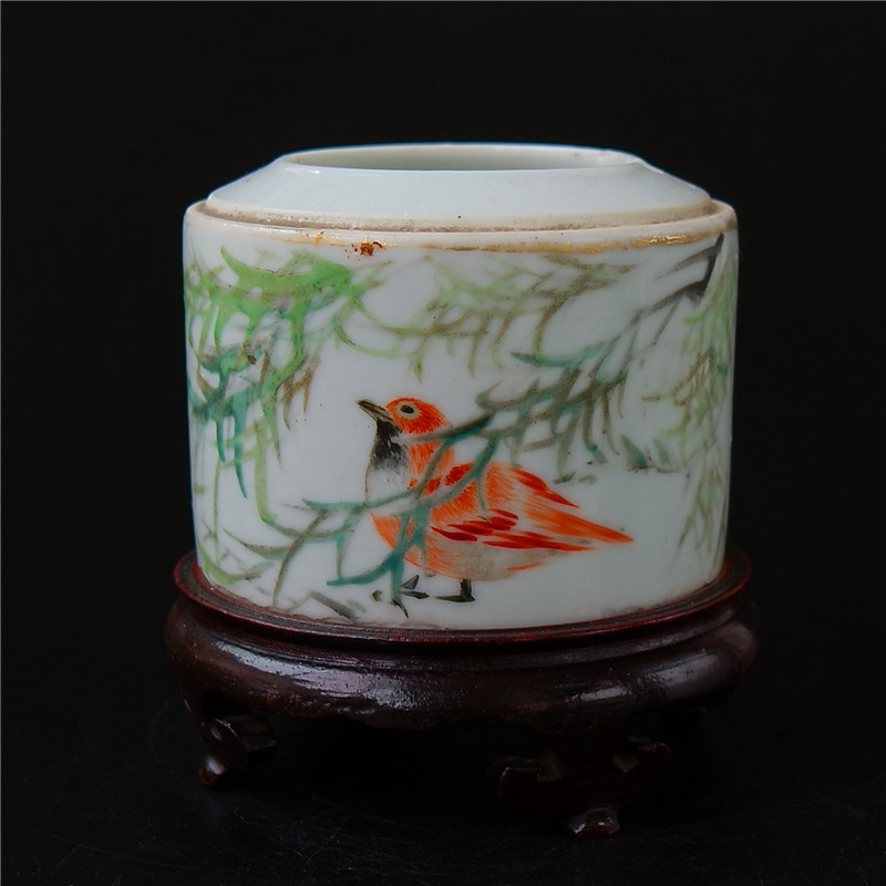 Brocade = Sleeveless Colorful Flowers Bird Vat Porcelain ceramic Porcelain Art Collection