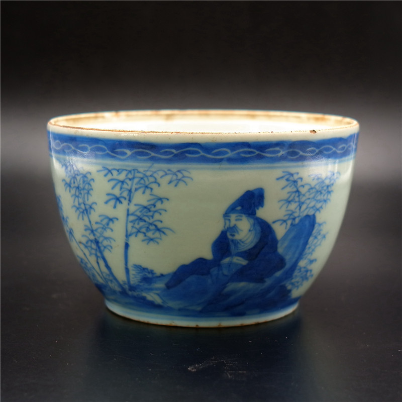 Lonely Fang Qingdai Mid-term Qinghua figure Gao Shitusu Dongpo Love Bamboo Literati Porcelain Art Collection