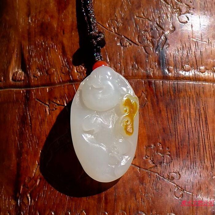 Light = Mei 6156 Inventory 1980s Natural Xinjiang Hetian Jade Suet Jade Seed Material Ruyi Laughing Buddha Pendant Certificate
