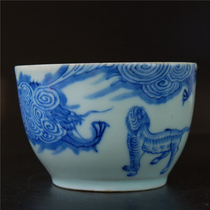 Pale=mid-Yueqing blue and white dragon and tiger cylinder All-American porcelain Porcelain literati porcelain art collection