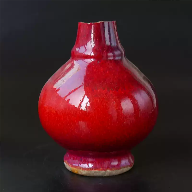 中国古美術品 清の時代 郎窯紅 天球瓶 花瓶 高さ約