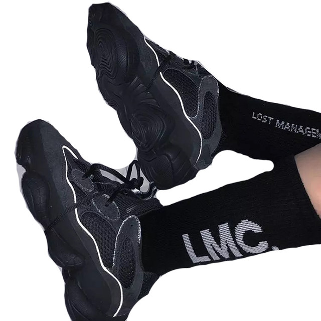 Korean style trendy brand LM* classic letters street style versatile letter ins mid-calf socks for men and women