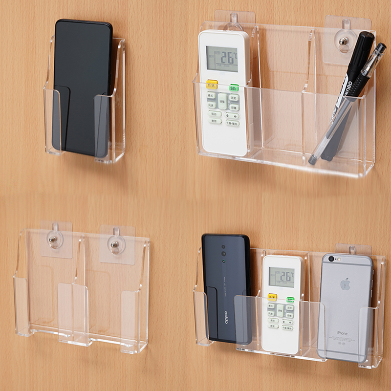 エアコンリモコン収納ボックスアクリル壁掛けボックス携帯電話充電壁掛け透明壁掛けラックシンプル