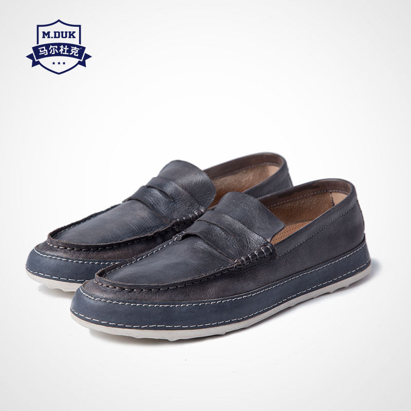 Marduk men's shoes spring 2020 new leather casual soft bottom beanie shoes men's slip-on lazy tide shoes