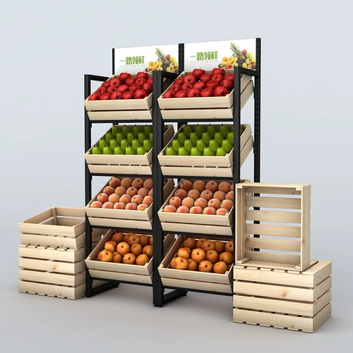 Магазин фруктов грузовые полки овощные полки отображают шкаф красного вина, пирог, свежий супермаркет фрукты и овощные многослойные полки