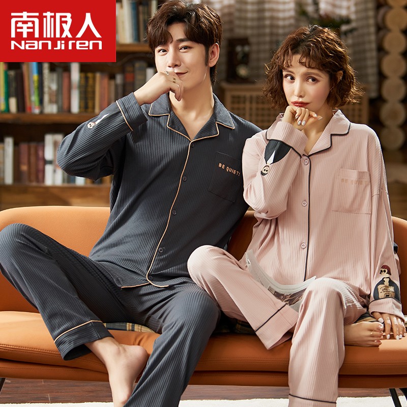 South Pole lovers sleepwear spring and autumn with long sleeves pure cotton all-cotton men's summer thin and home suits suit