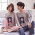 Bộ đồ ngủ đôi mùa xuân và mùa thu cotton dài tay hoạt hình Hàn Quốc nam và nữ có thể mặc hai mảnh phù hợp với dịch vụ nhà mùa đông bộ đũi mặc nhà Giống cái