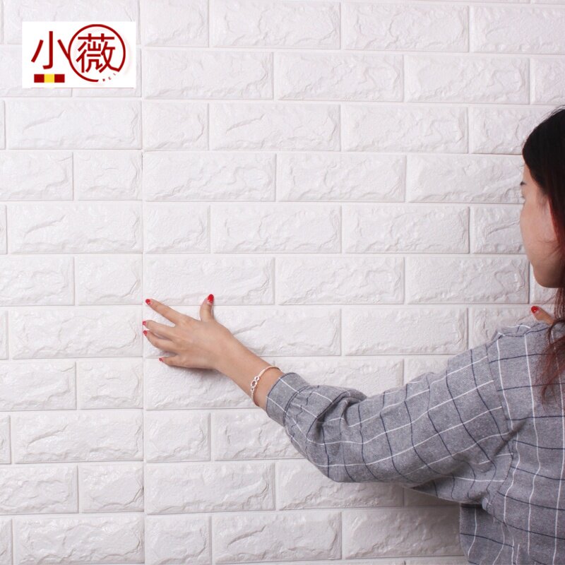 Self-adhesive brick head wallpaper Bedroom TV Background wall sticker painting 3d Solid wall sticker Living room Brick Wall paper Decorative Sticker