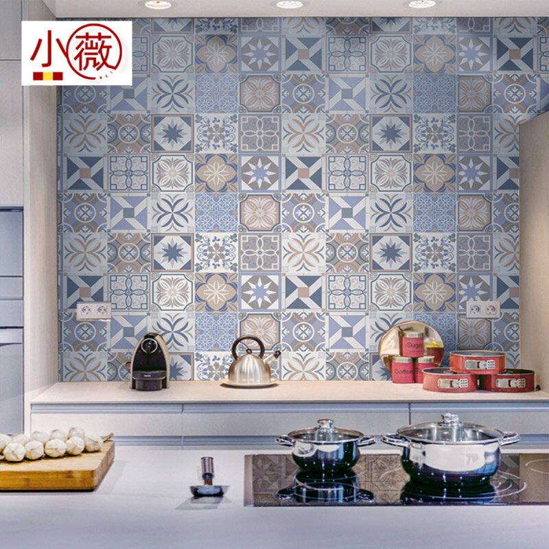 Mediterranean kitchen self-stick wall sticker toilet bathroom wall renovation wall paper thickening