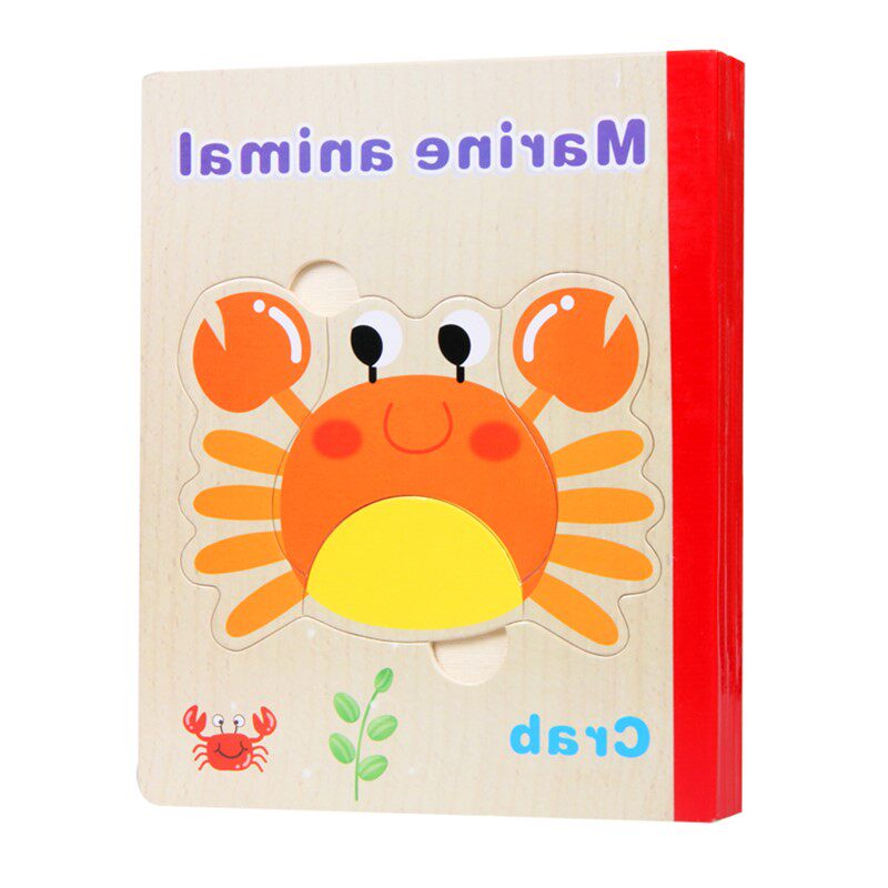 1-3-year-old cognitive enlightenment early teaching Cubism puzzle puzzle baby 3d cartoon intelligence wooden book children's toys