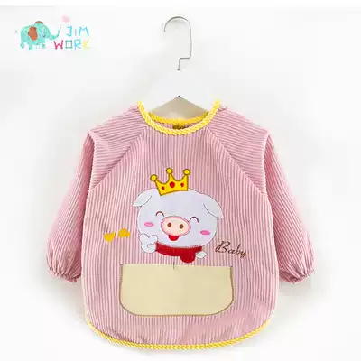 Baby blouse Autumn and winter waterproof and anti-dirty cover Children's anti-dressing girls bib eating clothes Crystal velvet baby apron